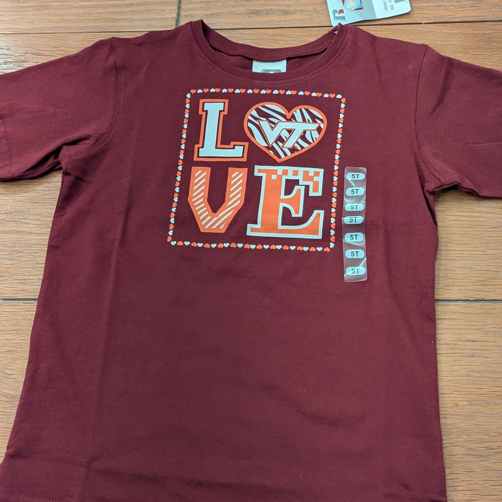 Virginia Tech 5T T- Shirts Kids Maroon Love Graphic T-Shirt. Set Of 2